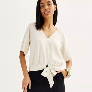 Women's Nine West Dolman Sleeve Tie-Front Top, Off White, size S
